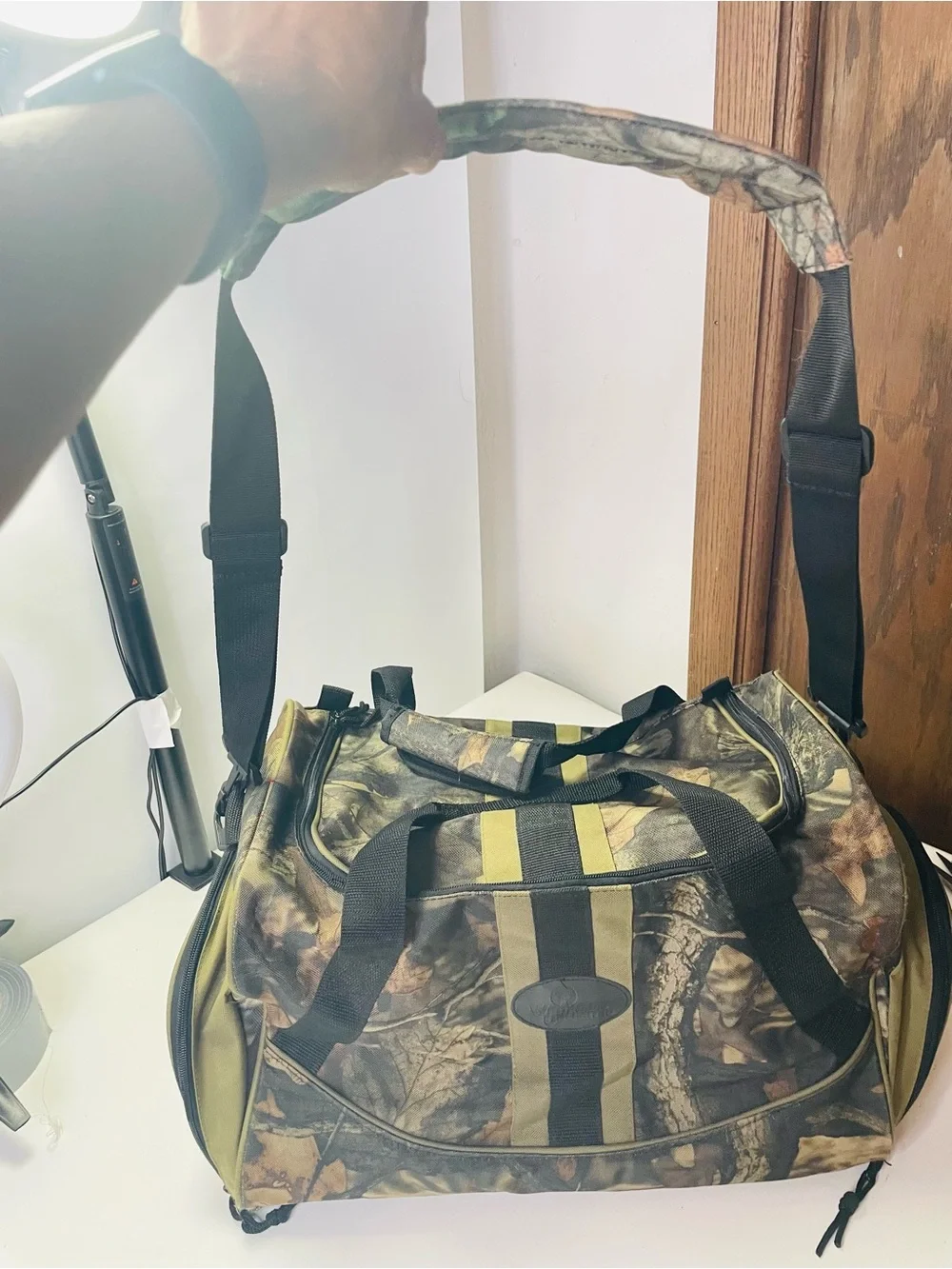 Whitetail Unlimited Men's Camouflage Duffel Bag with Black Straps - Durable